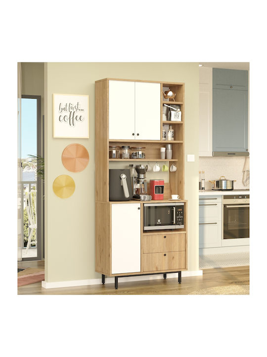 Sideboard made of Wood & Metal Oak-white 88x35.5x205cm