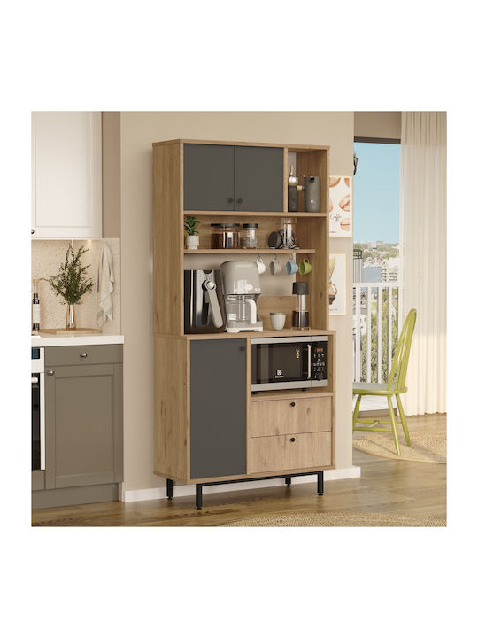 Sideboard made of Wood & Metal Oak-anthracite 88x35.5x180cm