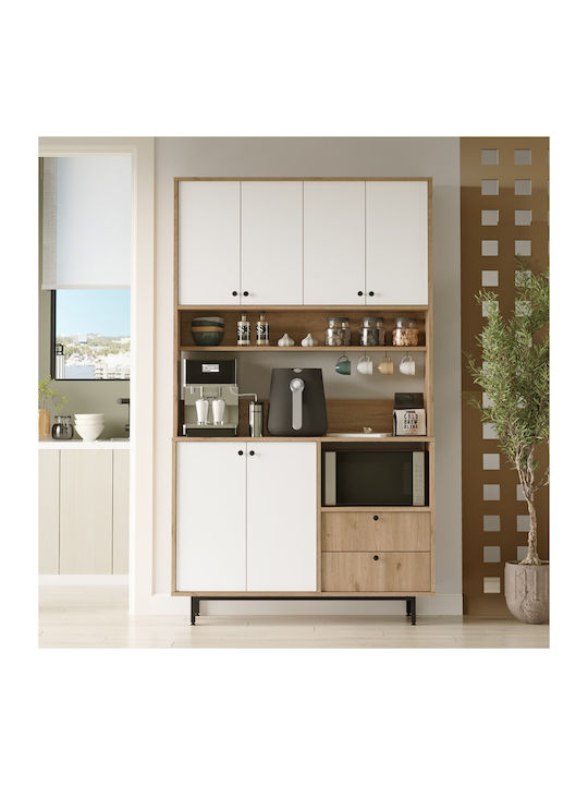 Μπουφές από Ξύλο & Μέταλλο Oak-white 120x35.5x205cm