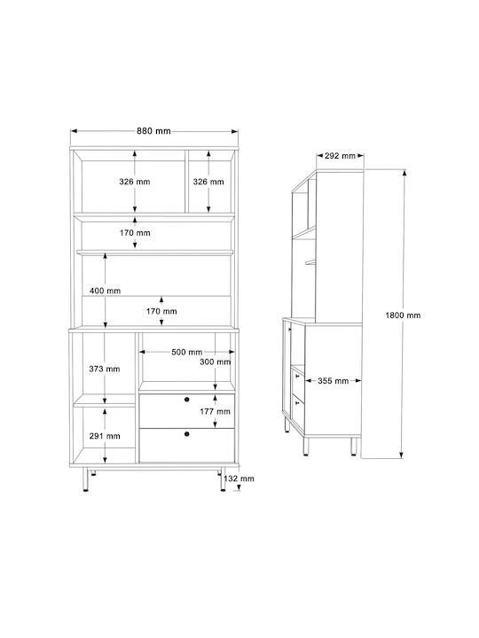 Bufet White Alb 88x35.5x180cm
