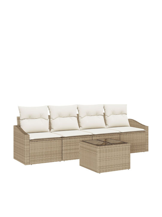 Four-Seater Sofa Outdoor Rattan with Pillows 55x55x37cm
