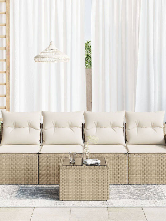 Four-Seater Sofa Outdoor Rattan with Pillows 55x55x37cm