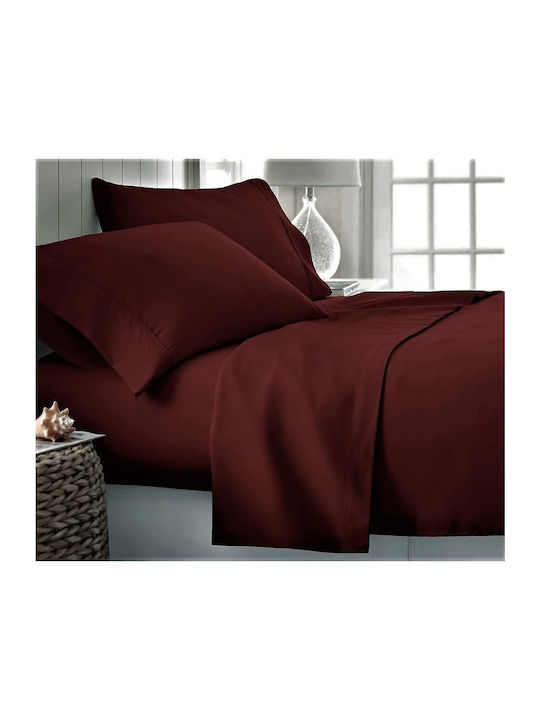 Kotonia Home Cearșaf Super dublu 220x240cm. Burgundia