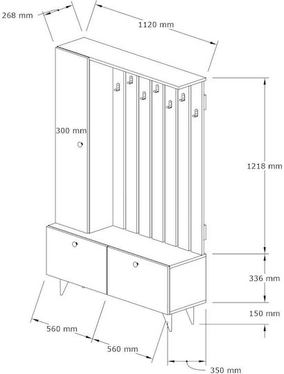 Lala Mobilier de Intrare cu Dulap pentru Pantofi White 112x35x170cm