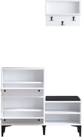 Bred Έπιπλο Εισόδου με Παπουτσοθήκη White-black 110x35x92εκ.