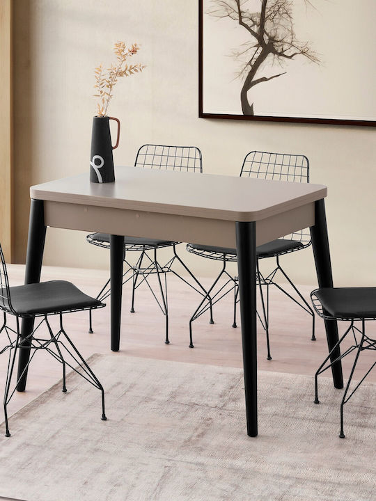 Dolunay Table Dining Room Extendable Wooden Light Mocha-black 100(+20)x60x75cm
