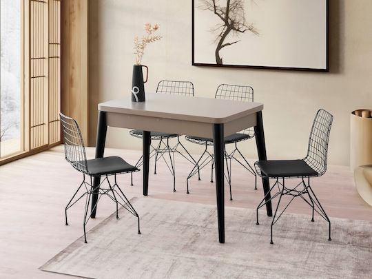 Dolunay Table Dining Room Extendable Wooden Light Mocha-black 100(+20)x60x75cm