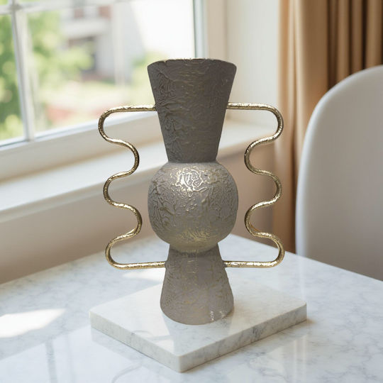 Zen Collection Βάζο Μεταλλικό Πράσινο Χρυσά Χερούλια 30x15x40cm 51552