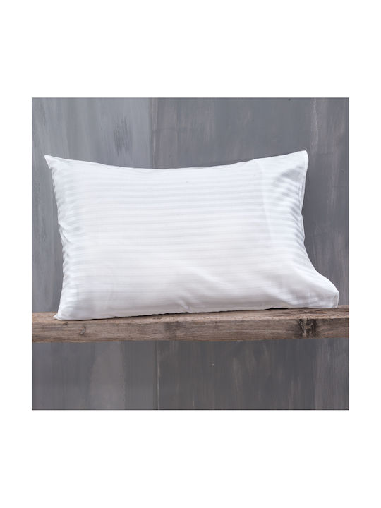 Rythmos Satin Pillowcase Set with Envelope Cover White 50x70cm.