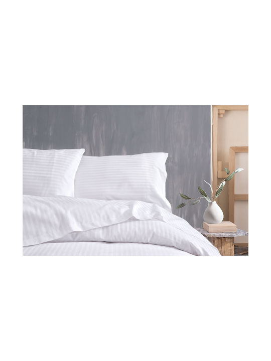 Rythmos Satin Pillowcase Set with Envelope Cover White 50x70cm.