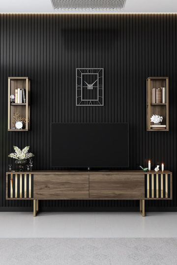 Unitate TV pentru sufragerie Gold Line Walnut-black L180xA30xÎ48cm