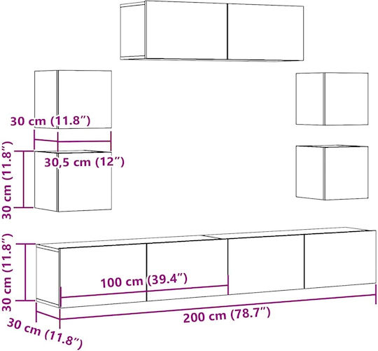 Wohnzimmer TV-Einheit Technical Oak L200xB