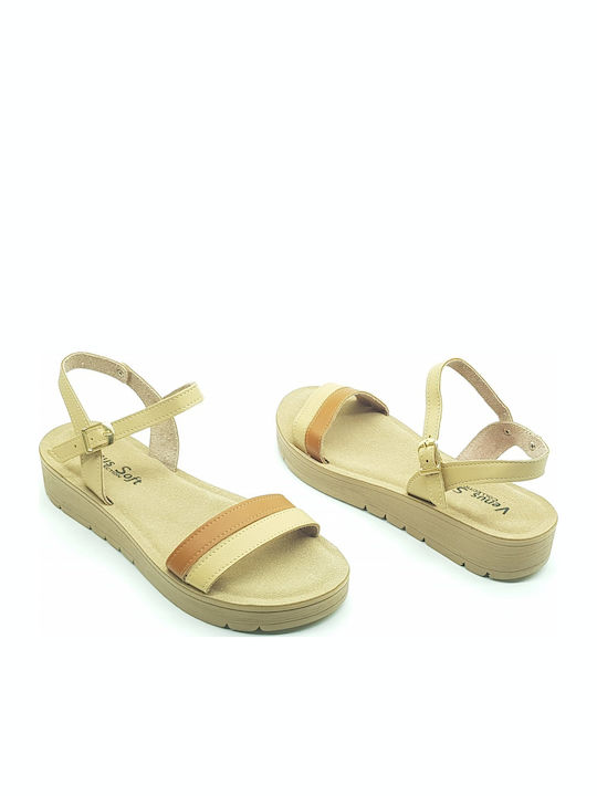 Women's Flat Sandals Anatomic in Beige Color