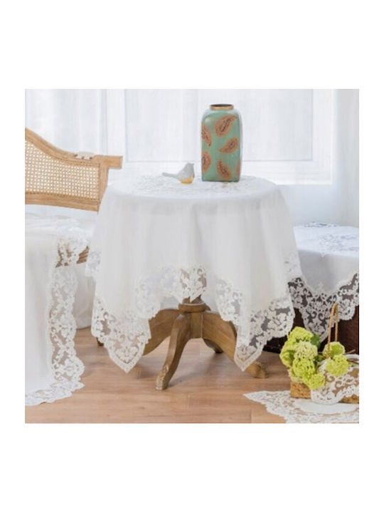 Liolios Home Τραπεζομάντηλο Λινό με Κέντημα Σετ 3τμχ White