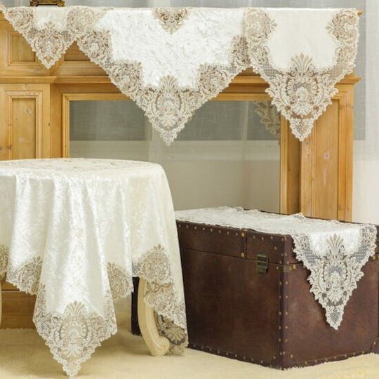 Pls-tb031 Broderie de Catifea Ivoar Dantelă de Mătase 85×85 Liolios Home