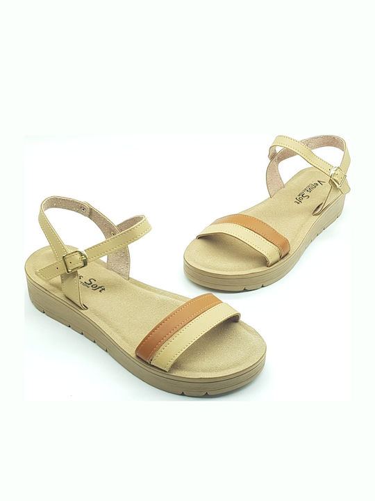 Women's Flat Sandals Anatomic in Beige Color