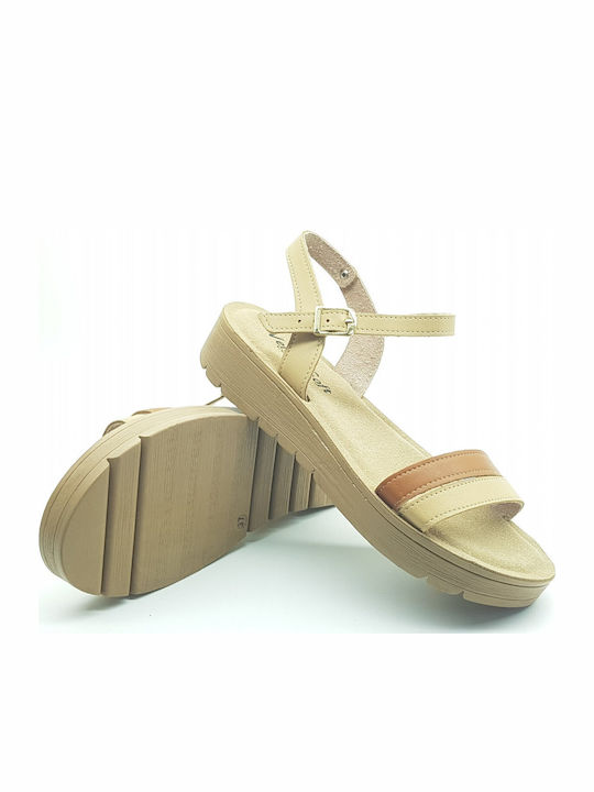 Women's Flat Sandals Anatomic in Beige Color