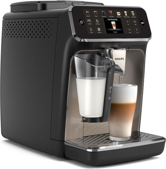 Philips Series 4400 Αυτόματη Μηχανή Espresso 1500W Πίεσης 15bar για Cappuccino με Μύλο Άλεσης Μαύρη EP4449/70