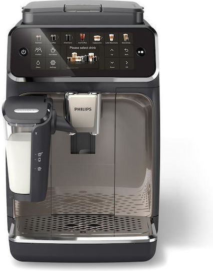 Philips Series 4400 Αυτόματη Μηχανή Espresso 1500W Πίεσης 15bar για Cappuccino με Μύλο Άλεσης Μαύρη EP4449/70