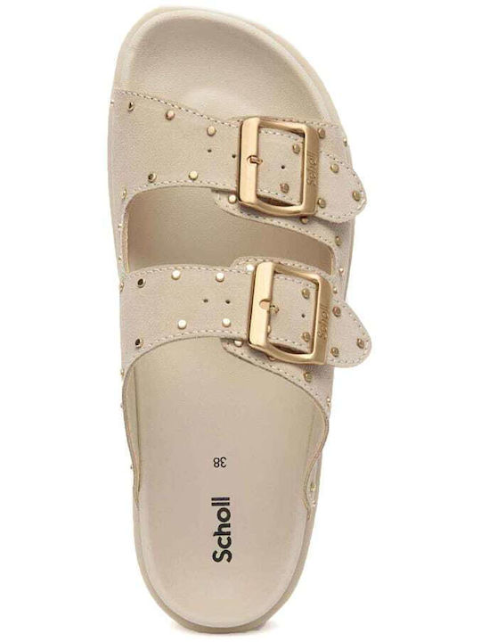 Leather Women's Flat Sandals Anatomic in Beige Color