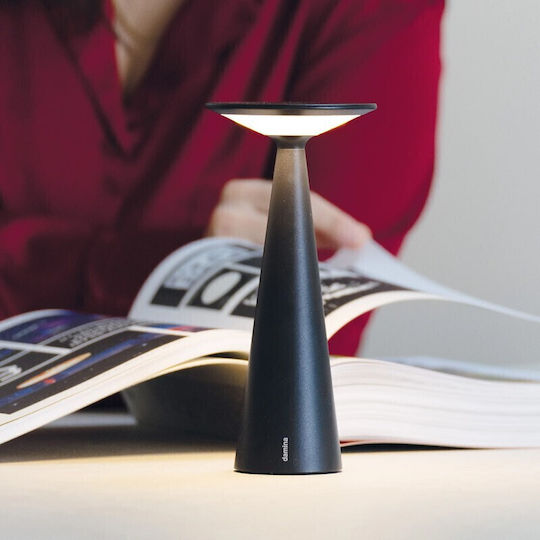 Zafferano Metall Tischlampe LED mit Weiß Schirm und Basis