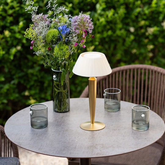 Zafferano Fabric Table Lamp LED with Gold Shade and Base