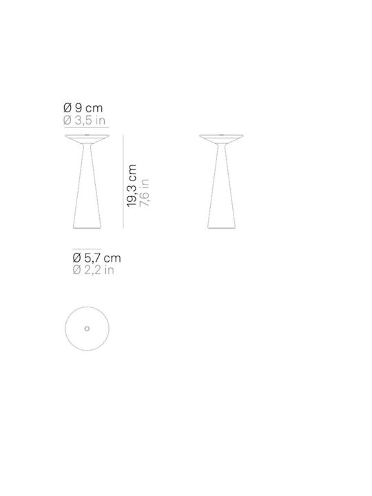 Zafferano Metal Table Lamp LED with White Shade and Base