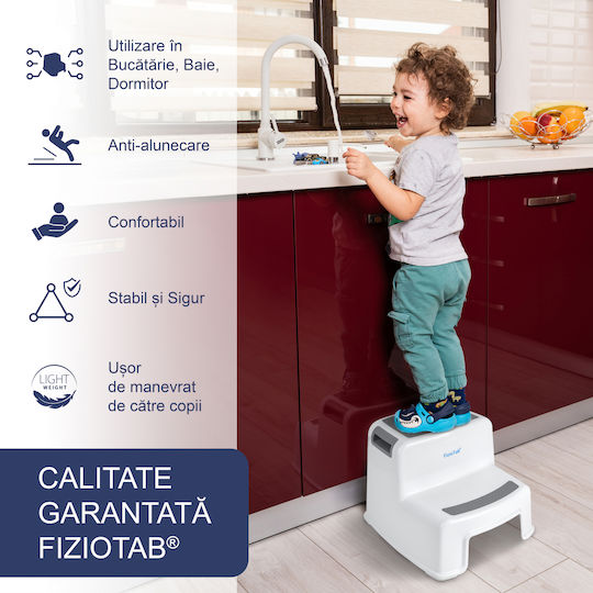 Scaun Două Trepte Pentru Copii Fiziotab Scaunel Pentru Copii Utilizare În Baie Toaletă Chiuvetă Bucătărie Scaun Tip Scară Suprafață Antiderapantă Confort Siguranță Multiplu