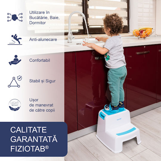 Scaun Două Trepte Pentru Copii Fiziotab Scaunel Pentru Copii Utilizare În Baie Toaletă Chiuvetă Bucătărie Scaun Tip Scară Suprafață Antiderapantă Confort Siguranță Multiplu