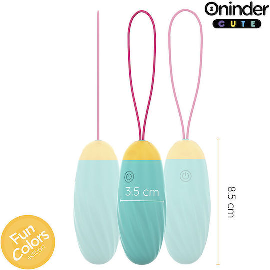 Oninder Cute Mini Δονητής Egg με Απομακρυσμένο Έλεγχο 8.5cm Τιρκουάζ