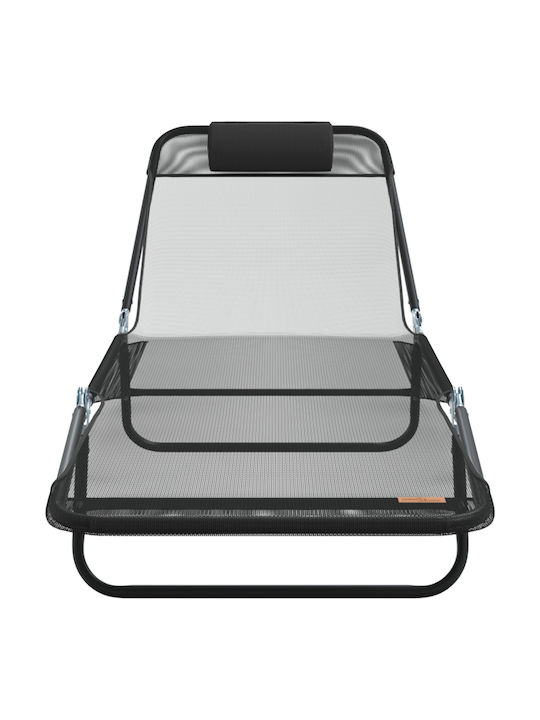 Șezlong Dublu Metal Negru 2buc 182x85cm