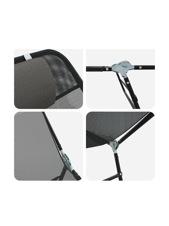 Șezlong Dublu Metal Negru 2buc 182x85cm