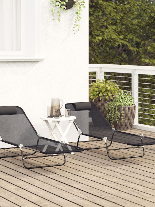 Șezlong Dublu Metal Negru 2buc 182x85cm