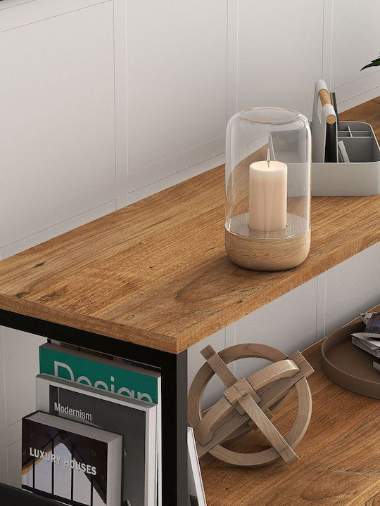 Nero Console Table Wood & Metal Μαύρο - Καρυδί L120xW30xH75cm