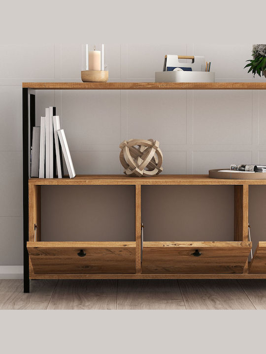 Nero Console Table Wood & Metal Μαύρο - Καρυδί L120xW30xH75cm
