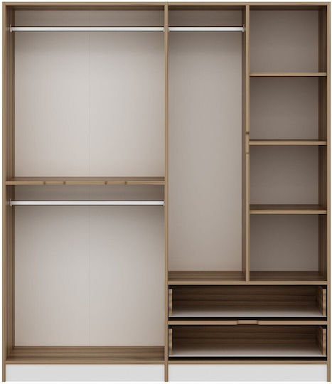 Sechs Türen Kleiderschrank Elina Oak-white 185x52x208cm