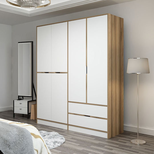Sechs Türen Kleiderschrank Elina Oak-white 185x52x208cm