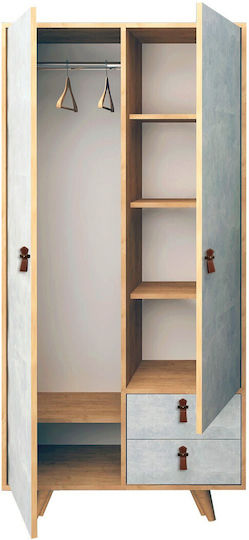 Suwon Δίφυλλη Ντουλάπα 100x52x190cm Oak-grey Suwon Δίφυλλη Ντουλάπα 100x52x190cm Oak-grey