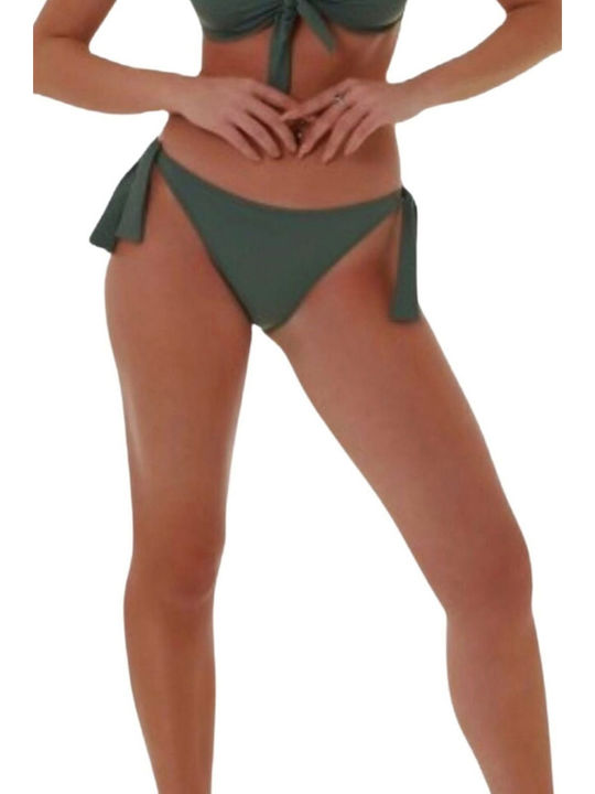 Solids Bikini Slip with Ties Khaki