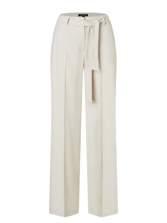 Women's Fabric Trousers Straight Line Ecru