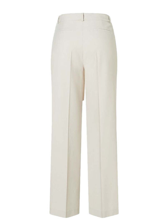 Women's Fabric Trousers Straight Line Ecru