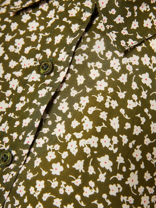 Women's Floral Long Sleeve Shirt Khaki
