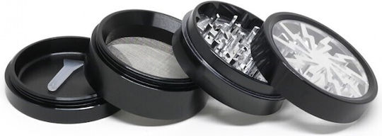 Τρίφτης Καπνού Amsterdam Silver Black Jk07 Mix Aluminum 4 Parts 60mm Παράθυρο