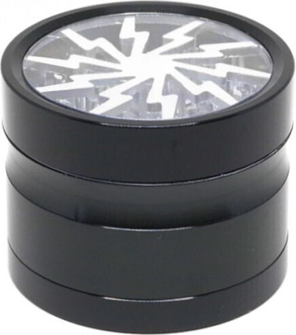 Τρίφτης Καπνού Amsterdam Silver Black Jk07 Mix Aluminum 4 Parts 60mm Παράθυρο