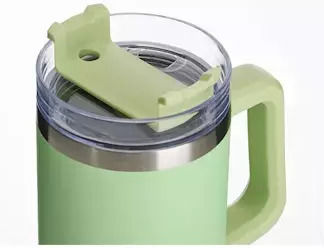 Muitomas Handled Tumbler Thermos Plastic 900ml Green with Straw and Handle