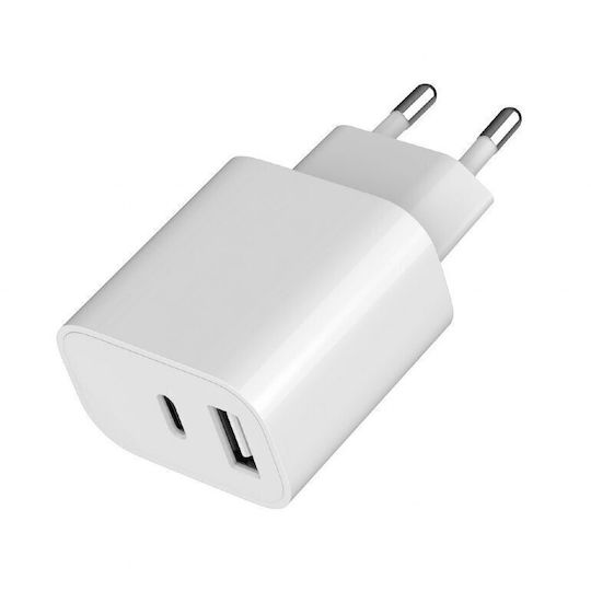 Gembird Charger Without Cable with USB-A Port and USB-C Port 12W Power Delivery Whites (TA-UC-2AC12-01)