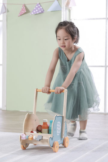 Viga Toys Elephant Baby Push Walker for 12+ Months Light Blue