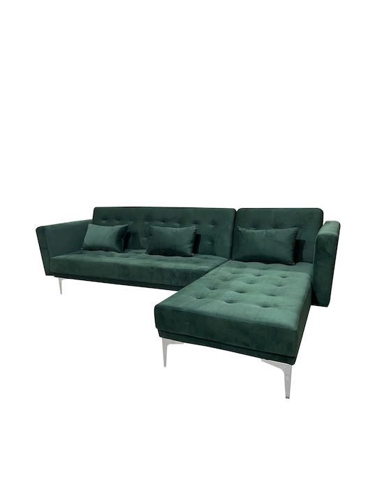 Arion Corner Bed Couch with Reversible Angle Green 244x162x84 cm