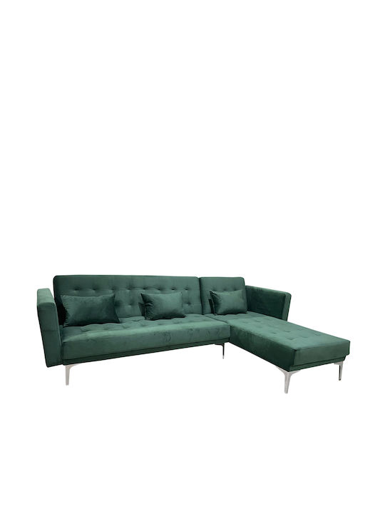 Arion Corner Bed Couch with Reversible Angle Green 244x162x84 cm