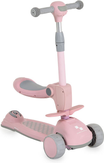 Byox Kids Scooter Foldable Checkmate 3-Wheel with Seat for 3+ Years Lace Pink